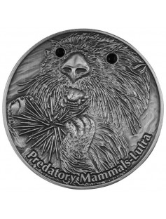 Fiji 2012 10$ Lutra Predatory Mammals Antique Finish 1oz Silver Coin