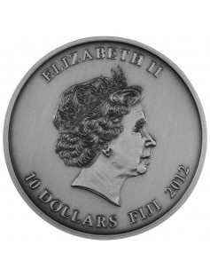 Fiji 2012 10$ Lutra Predatory Mammals Antique Finish 1oz Silver Coin