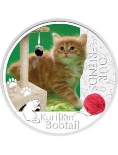 Niue 2012 $2 Our Friends Kittens - Kurilian Bobtail Cat 1oz Silver Coin