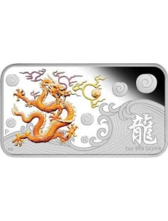 Cook Islands 2012 1$ Year of the Dragon Rectang Proof 4 x 1 Oz Silver Coin Set