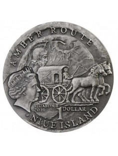 Niue 2011 1$ Amber Route Aquileia 28,28g Silver Coin Antique Finish Amber Insert