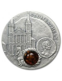 Niue 2011 1$ Amber Route Aquileia 28,28g Silver Coin Antique Finish Amber Insert