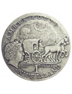Niue 2009 1$ Amber Route WROCLAW 28,28g Silver Coin with Amber Insert