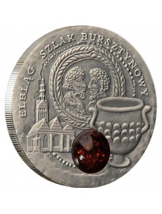 Niue 2009 1$ Amber Route WROCLAW 28,28g Silver Coin with Amber Insert