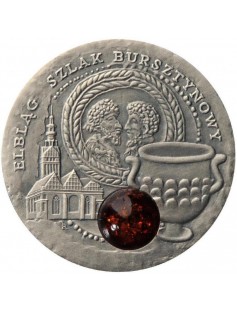 Niue 2009 1$ Amber Route ELBLAG 28,28g Silver Coin with Amber Insert