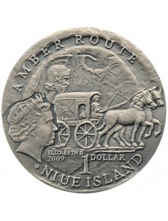 Niue 2009 1$ Amber Route ELBLAG 28,28g Silver Coin with Amber Insert