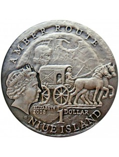 Niue 2008 1$ Amber Route KALININGRAD 28,28g Silver Coin with Amber Insert