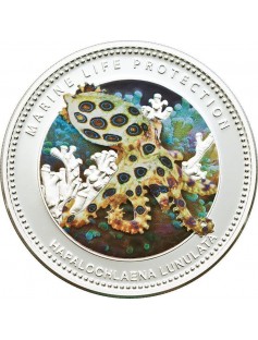 Palau 2012 5$ Blue Ringed Octopus Marine Life Protection Silver Coin LIMIT 1500