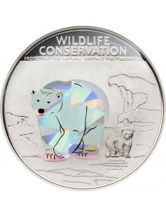 Cook Islands 2013 $5 Wildlife Conservation Prism Humpback Whale Silver Coin
