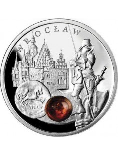 Niue 2011 1$ Amber Route WROCLAW Silver Coin Proof with Amber Insert
