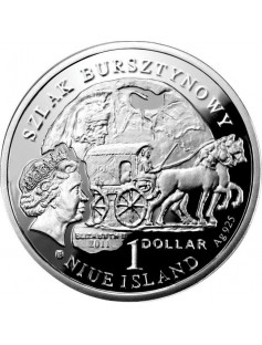 Niue 2011 1$ Amber Route WROCLAW Silver Coin Proof with Amber Insert