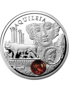 Niue 2012 1$ Amber Route Aquileia Silver Coin Proof with Amber Insert