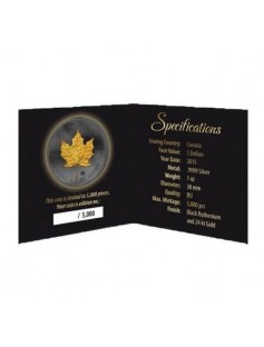 Canada 2015 1$ GOLDEN ENIGMA Black Ruthenium Maple Leaf 1oz Gilded Silver Coin