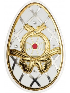 Cook Islands 2014 $5 Imperial Egg Cloisonné Easter White Silver Coin