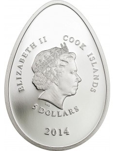 Cook Islands 2014 $5 Imperial Egg Cloisonné Easter White Silver Coin