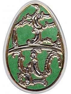 Cook Islands 2013 $5 Imperial Egg Cloisonné Easter Beauty in Olive Silver Coin