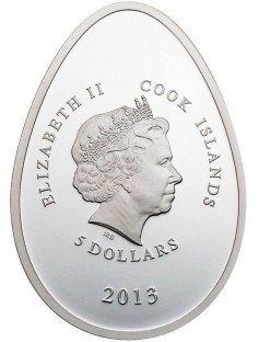 Cook Islands 2013 $5 Imperial Egg Cloisonné Easter Beauty in Olive Silver Coin