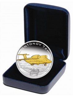 Cook Islands 2008 1$ Antonov An 74 24K GOLD Gilded Proof 1Oz .999 Silver Coin