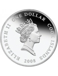 Cook Islands 2008 1$ Antonov An 148 24K GOLD Gilded Proof 1Oz .999 Silver Coin