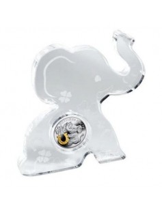 Niue 2014 $1 Triple Happiness Baby Elephant Proof 14.14g Silver Coin Gold Gilded