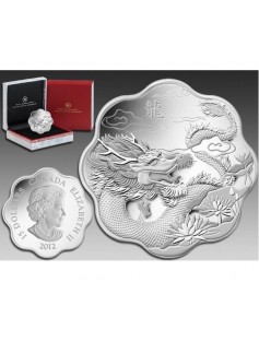 Canada 2012 $15 Year of the Dragon Lunar Lotus 26.7g Silver Proof Coin