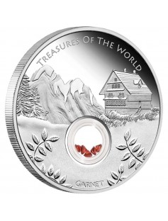 Australia 2013 Treasures of the World Europe 1oz Silver Proof Locket Coin Garnet