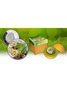 Niue 2015 $2 Money Frog Luck .999 1 Oz Proof Silver Coin with Amber Inserted