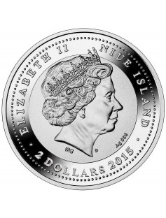 Niue 2015 $2 Money Frog Luck .999 1 Oz Proof Silver Coin with Amber Inserted