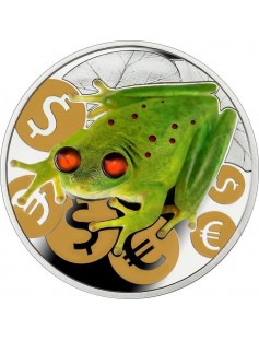 Niue 2015 $2 Money Frog Luck .999 1 Oz Proof Silver Coin with Amber Inserted