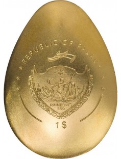 Palau 2014 1$ Imperial Eggs Golden Egg Proollike Gold Coin with Convex Shape