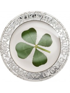Palau 2016 5$ Ounce of Luck Clover 1 Oz Proof Silver Coin Real CloverLeaf Inlaid