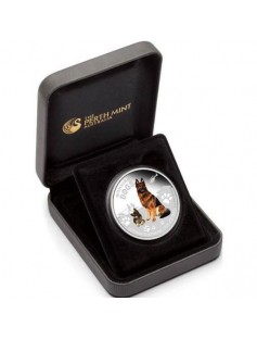 Tuvalu 2011 1$ Working Dogs German Shepherd Police Dog Proof 1Oz Silver Coin