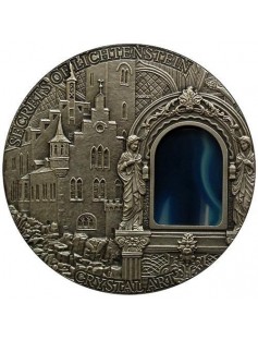 Niue 2013 2$ SECRETS OF LICHTENSTEIN Crystal Art Castle Window 2oz Silver Coin