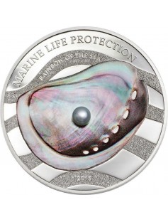 Palau 2015 $5 Marine Life Protection Rainbow Sea Pearl 1oz Proof Silver Coin