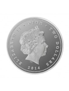 Niue 2014 $2 Love is Precious - White Swans 1 Oz Proof Silver Coin