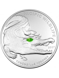Palau 2007 $5 Pacific Wildlife - The Saltwater Crocodile 25 g Proof Silver Coin