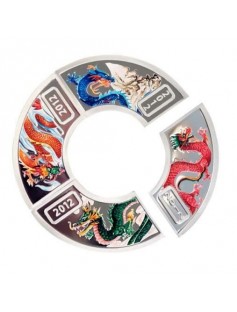 Cook Islands 2012 4x1$ Year of the Dragon Proof 4 x 1/2 Oz Silver Coin Set