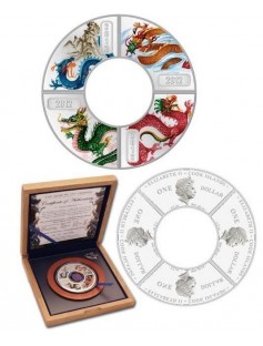 Cook Islands 2012 4x1$ Year of the Dragon Proof 4 x 1/2 Oz Silver Coin Set