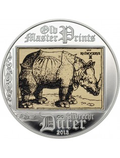Cook Islands 2013 $5 Albrecht Durer - Rhinoceros Silver Coin Mintage only 2500