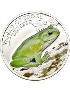 Palau 2013 $2 World of Frogs LITORIA CAERULEA Green Tree Frog 1/2 Oz Silver Coin
