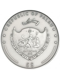 Palau 2013 $5 Treasures of the World Amethyst 25g Silver Coin with real Gemstone