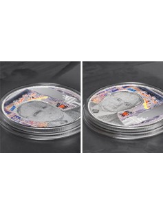 Palau 2014 $5 The Fall of the Berlin Wall 25 g Silver Proof Coin double portrait