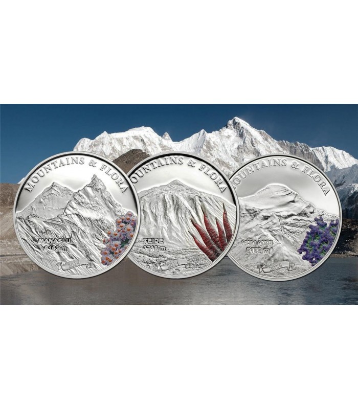 Palau 2013 5$ Mountains & Flora Piz Palü Flower 20g Proof Silver Coin 