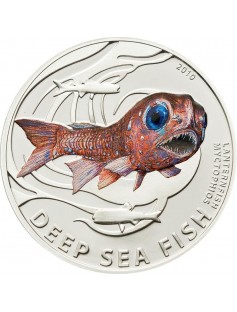Pitcairn 2011 $2 Deep sea fish MELANOSTOMIAS BISERIATUS 1/2 Oz Silver Coin