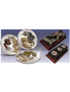 Rwanda - 2013 - 3x500Franks - Pave 3D Set - SNAKE - Coin with Gemstones - NEW