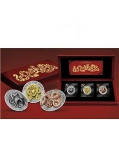 Rwanda - 2013 - 3x500Franks - Pave 3D Set - SNAKE - Coin with Gemstones - NEW