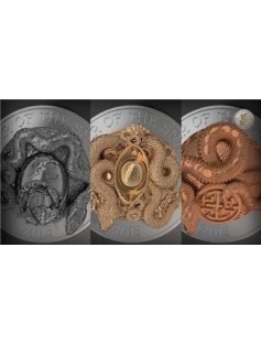 Rwanda - 2013 - 3x500 Franks - Year of the Snake - 3D Set - SNAKES - 3x1oz - NEW