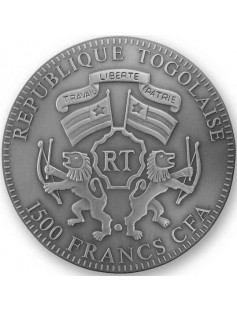 Togo 2012 1500 Francs ANNEE DU DRAGON Year of the Dragon 2 Oz Silver with Amber