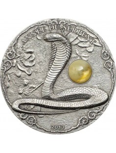 Togo 2012 1500 Francs ANNEE DU DRAGON Year of the Dragon 2 Oz Silver with Amber