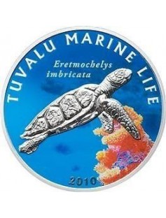 Tuvalu 2010 1 Dollar - Tuvalu Marine Life - TURTLE - silver coin